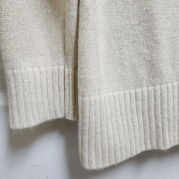 Mark Eisen Sweater Womens M Cream Angora Blend Turtleneck Metallic Soft Preppy - Picture 5 of 11